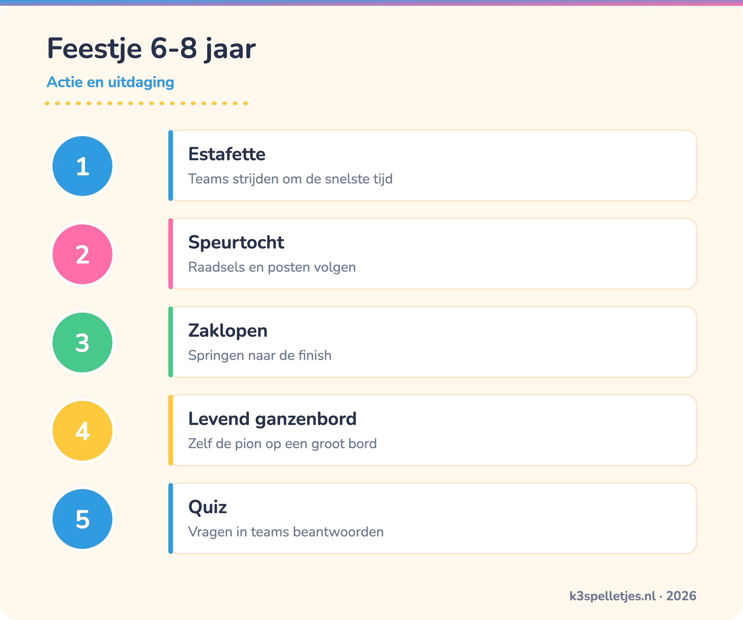 Feestje 6-8 jaar - Actie en uitdaging